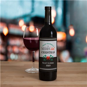 Personalized Merry Christmas Wine Bottle Label by Gifts For You Now