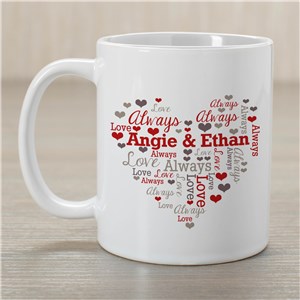 Couples Heart Word-Art Personalized Mug by Gifts For You Now