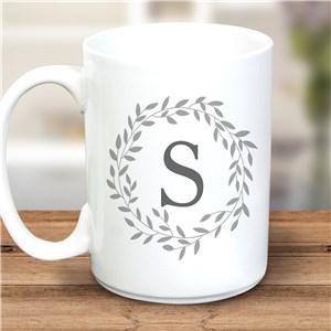 Personalized Wreath With Initial Mug by Gifts For You Now
