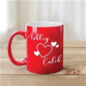 Couples Names With Heart Personalized Red Coffee Mug by Gifts For You Now