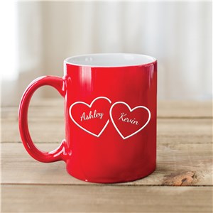 Couples Names In Hearts Red Personalized Coffee Mug by Gifts For You Now