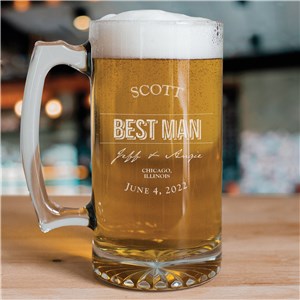 Personalized Engraved Groomsmen Glass Mug by Gifts For You Now