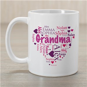 Personalized Grandma's Heart Word-Art Coffee Mug by Gifts For You Now