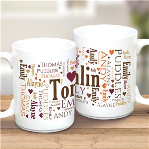 Personalized Family Word-Art 15 oz Coffee Mug by Gifts For You Now