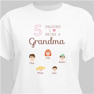 Personalized Reasons I Love Being a Grandma Shirt - White - Medium (Mens 38/40- Ladies 10/12) by Gifts For You Now