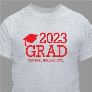 Personalized Grad T-Shirt - Ash Gray - XL (Mens 46/48- Ladies 18/20) by Gifts For You Now