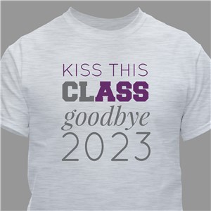 Personalized Kiss This Class Goodbye T-Shirt - Brown - Large (Mens 42/44- Ladies 14/16) by Gifts For You Now