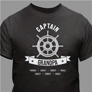 Captain Grandpa Personalized T-Shirt - Military Green - Medium (Mens 38/40- Ladies 10/12) by Gifts For You Now