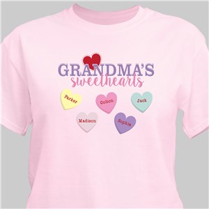 Personalized Grandma's Sweethearts T-shirt - White - Large (Mens 42/44- Ladies 14/16) by Gifts For You Now