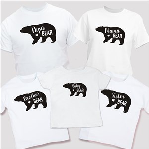 Family Bear Personalized T-Shirts - White - Youth L 14/16 (Size 20.5W x 18L) by Gifts For You Now
