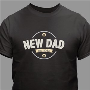 Personalized New Dad T-Shirt - Black - Large (Mens 42/44- Ladies 14/16) by Gifts For You Now
