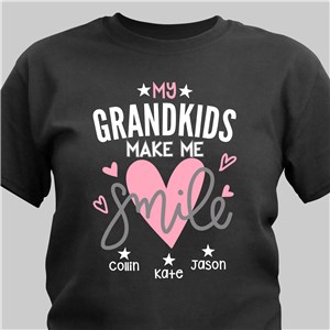 Personalized Grandkids Make Me Smile T-Shirt - Ash Gray - Small (Mens 34/36- Ladies 6/8) by Gifts For You Now