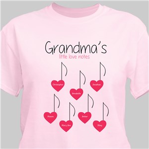 Personalized Grandmas Little Love Notes T-Shirt - White - Large (Mens 42/44- Ladies 14/16) by Gifts For You Now