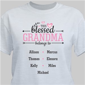 Personalized Blessed Grandma T-Shirt - White - Medium (Mens 38/40- Ladies 10/12) by Gifts For You Now