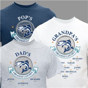 Personalized Greatest Catches T-Shirt - Navy - Large (Mens 42/44- Ladies 14/16) by Gifts For You Now