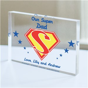 Personalized Super Dad Keepsake Block by Gifts For You Now