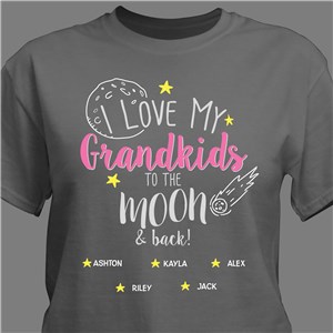 Personalized I Love My Grandkids To The Moon And Back T-Shirt - Black - Medium (Mens 38/40- Ladies 10/12) by Gifts For You Now
