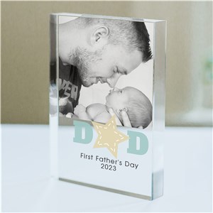 Personalized Star Dad Clear Block Photo Keepsake Block by Gifts For You Now