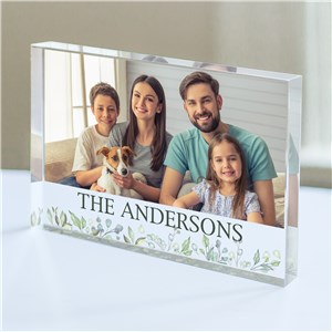 Personalized Family Name With Flowers Acrylic Photo Keepsake Block by Gifts For You Now