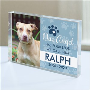 Personalized Our Angel Has Four Legs Horizontal Photo Keepsake Block by Gifts For You Now