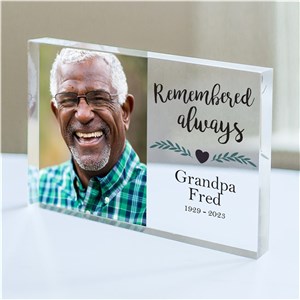Personalized Remembered Always Acrylic Keepsake Block by Gifts For You Now