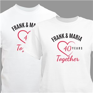 Personalized Years Together T-Shirt - White - Medium (Mens 38/40- Ladies 10/12) by Gifts For You Now