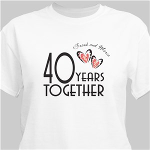 Years Together Personalized Anniversary T-shirt - White - Small (Mens 34/36- Ladies 6/8) by Gifts For You Now