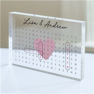Personalized Couples Word Search Acrylic Keepsake Block by Gifts For You Now