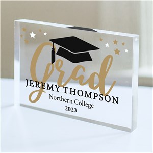 Personalized Grad with Hat Acrylic Keepsake Block by Gifts For You Now