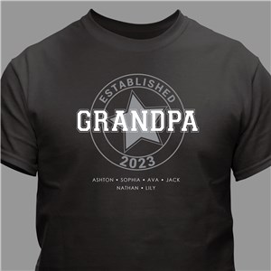 Personalized Established Star T-Shirt - Charcoal Gray - Medium (Mens 38/40- Ladies 10/12) by Gifts For You Now