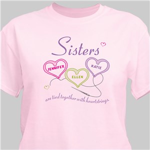 Heartstrings Personalized Sisters Shirt - Ash - Large (Mens 42/44- Ladies 14/16) by Gifts For You Now
