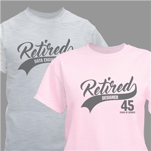 Personalized Retired Career T-Shirt - Ash Gray - Small (Mens 34/36- Ladies 6/8) by Gifts For You Now