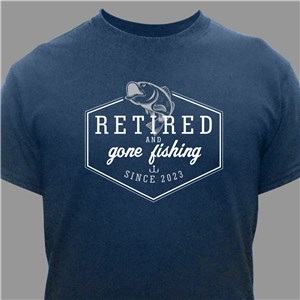 Personalized Retired and Gone Fishing T-Shirt - Charcoal Gray - Small (Mens 34/36- Ladies 6/8) by Gifts For You Now