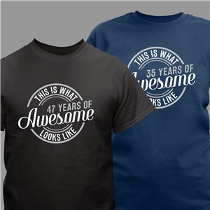 Personalized Years of Awesome T-Shirt - Black - Medium (Mens 38/40- Ladies 10/12) by Gifts For You Now