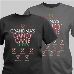 Personalized Candy Cane Cuties T-Shirt - Black - Medium (Mens 38/40- Ladies 10/12) by Gifts For You Now