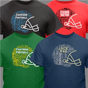 Personalized Football Helmet Word Art T-Shirt - Light Blue - Small (Mens 34/36- Ladies 6/8) by Gifts For You Now