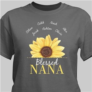 Personalized Blessed Sunflower T-Shirt - Ash Gray - Medium (Mens 38/40- Ladies 10/12) by Gifts For You Now