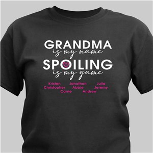 Personalized Spoiling is My Game T-Shirt - Charcoal Gray - Large (Mens 42/44- Ladies 14/16) by Gifts For You Now