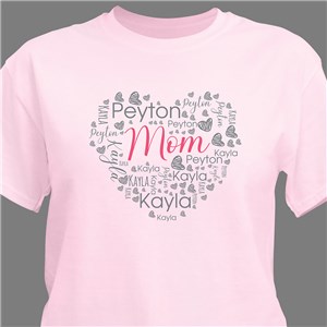 Personalized Word Art Heart for Mom T-Shirt - White - Small (Mens 34/36- Ladies 6/8) by Gifts For You Now