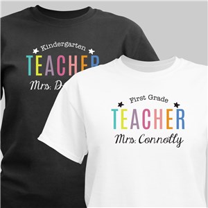 Personalized Teacher Grade Stars T-Shirt - Black - Medium (Mens 38/40- Ladies 10/12) by Gifts For You Now