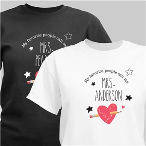 Personalized My Favorite People Teacher T-Shirt - Black - Medium (Mens 38/40- Ladies 10/12) by Gifts For You Now