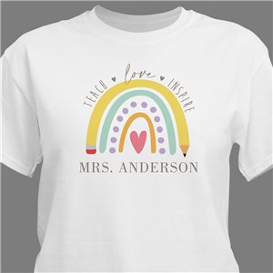 Personalized Teach Love Inspire T-Shirt - White - Medium (Mens 38/40- Ladies 10/12) by Gifts For You Now