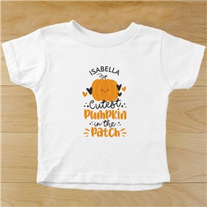 Personalized Cutest Pumpkin Toddler & Youth T-Shirt - White - Youth L 14/16 (Size 20.5L x 18W) by Gifts For You Now