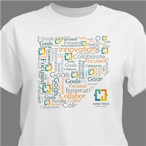Personalized Diagonal Corporate Logo Word Art T-Shirt - White - Medium (Mens 38/40- Ladies 10/12) by Gifts For You Now