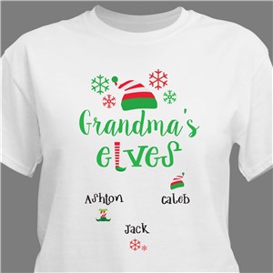 Personalized Grandma's Elves T-Shirt - White - Medium (Mens 38/40- Ladies 10/12) by Gifts For You Now