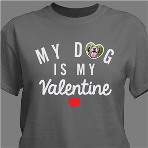 Personalized My Dog is My Valentine T-Shirt - Charcoal Gray - Large (Mens 42/44- Ladies 14/16) by Gifts For You Now