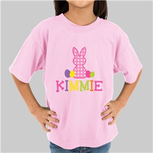 Personalized Plaid Bunny Youth T-Shirt - Ash Gray - Youth L 14/16 by Gifts For You Now