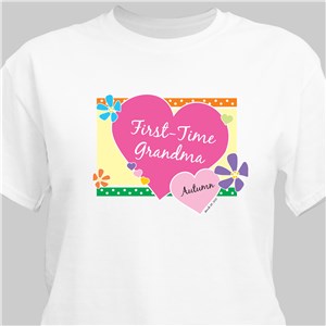 First -Time Grandma New Baby Personalized T-shirt - Pink - Medium (Mens 38/40- Ladies 10/12) by Gifts For You Now