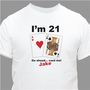 Card Me Personalized 21st Birthday T-Shirt - Ash - Medium (Mens 38/40- Ladies 10/12) by Gifts For You Now