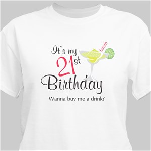 Buy Me A Drink Personalized 21st Birthday T-Shirt - Pink - Large (Mens 42/44- Ladies 14/16) by Gifts For You Now